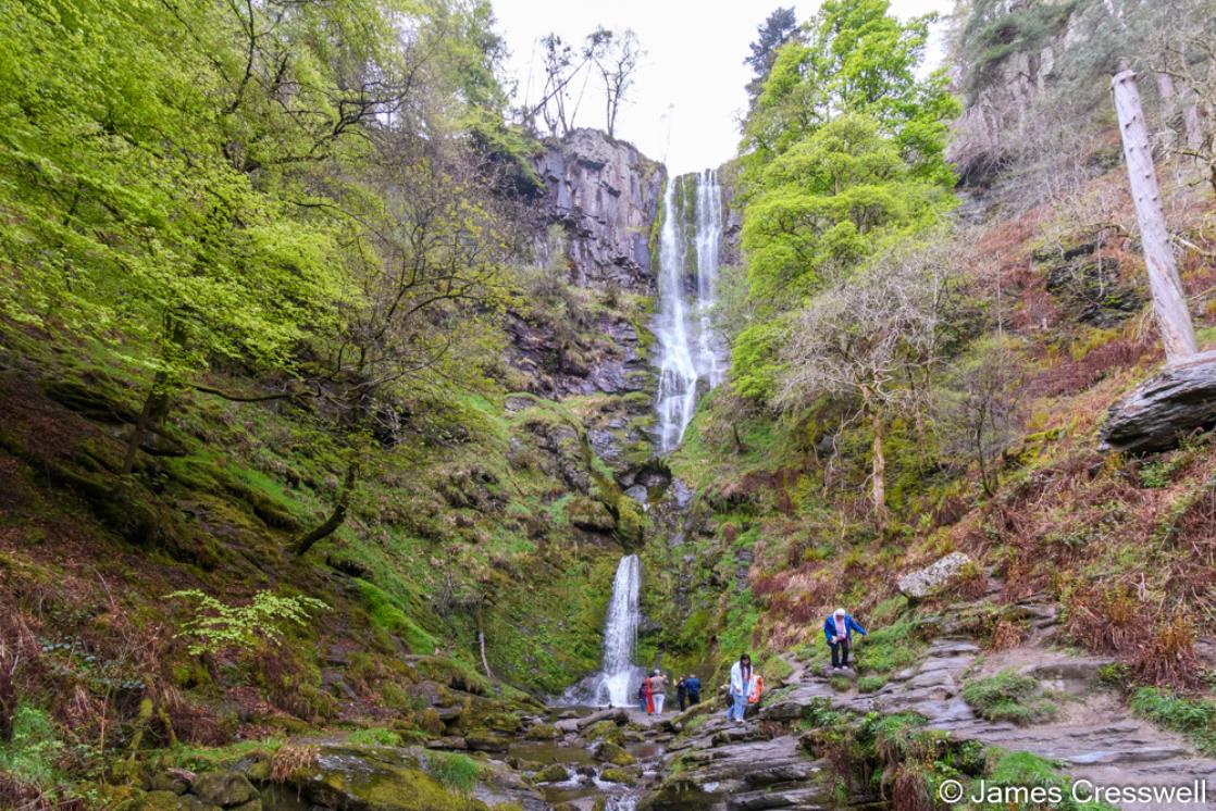 A photograph of Wales' highest waterfall Pistyll Rhaedr f taken on a GeoWorld Travel geology tour and holiday of England and Wales