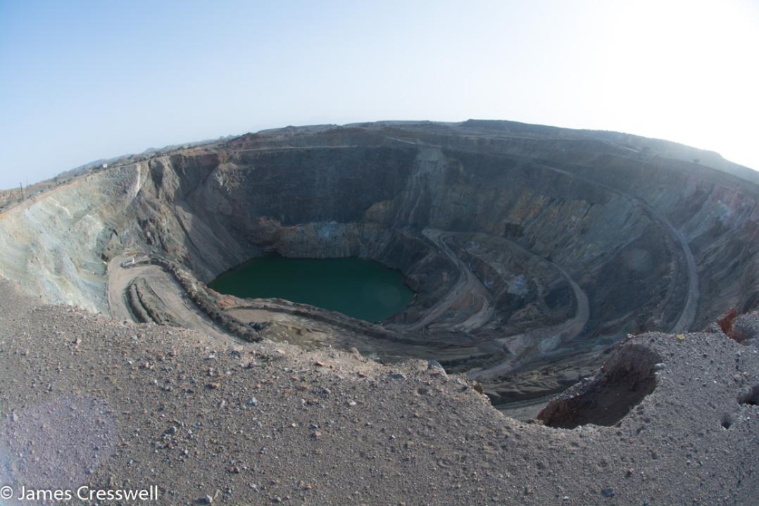 A photograph of a copper mine taken on a GeoWorld Travel Oman geology trip, tour and holiday