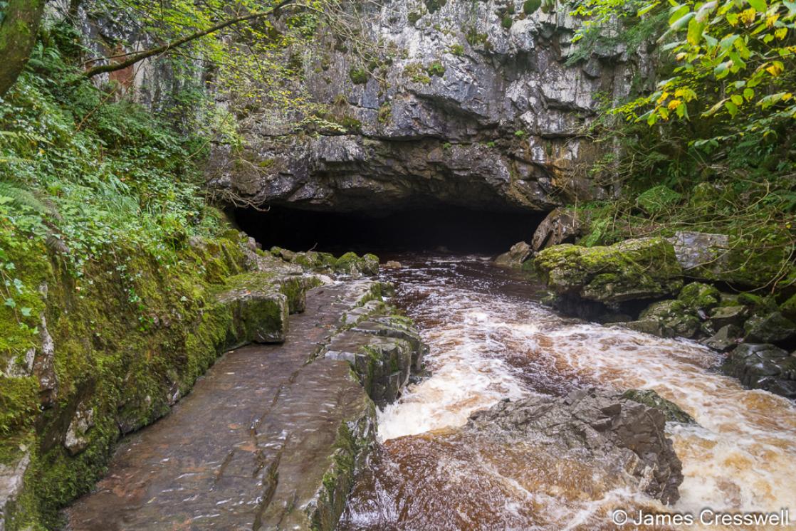 A photograph of Porth yr Ogof Cave, the largest cave opening in Wales