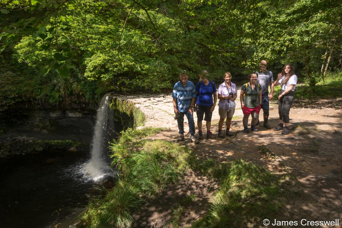 A photograph taken on top of Sgwd Gwladys waterfall in the Bannau Brycheiniog National Park