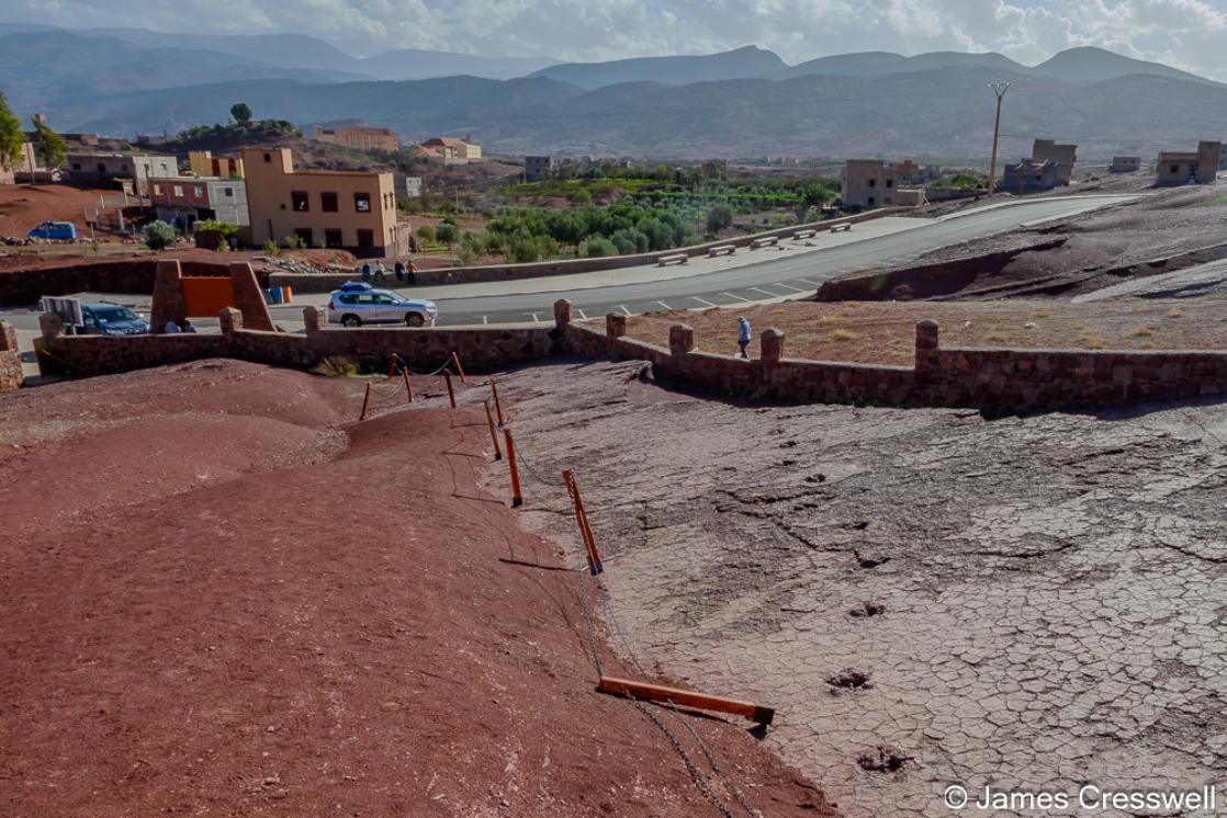 A photo of a dinosaur track M'Goun Geopark Morocco