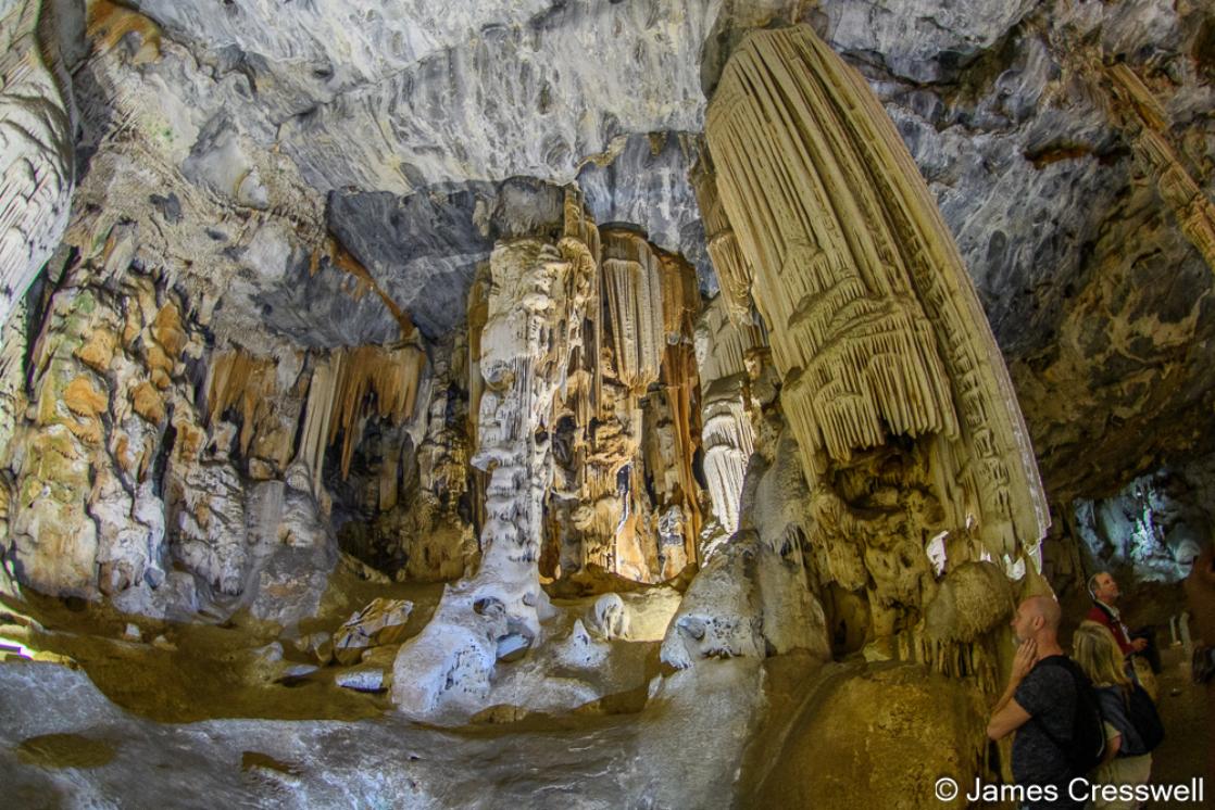 A photograph of inside Cango Caves. These spectacular caves are cut into Ediacaran aged limestone and are South Africa’s finest show caves.